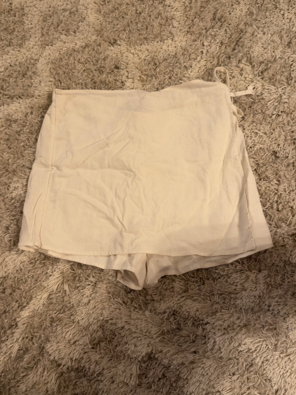 White Linen High-Waist Wrap-Front Women’s Shorts